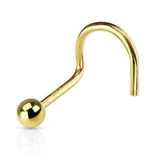 Zlatý piercing do nosu - kulička, Au 585/1000