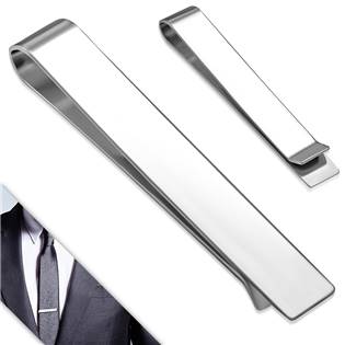 Spona na kravatu z chirurgické oceli - lesklá, rozměr 55 x 8 mm