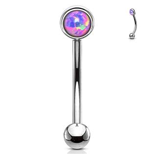 Piercing do obočí, fialový opál 1,2 x 8 mm