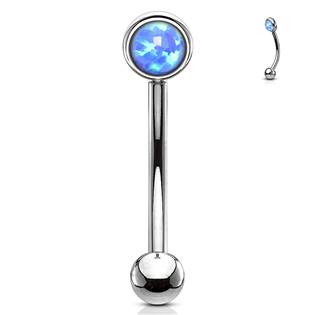 Piercing do obočí, modrý opál 1,2 x 6 mm