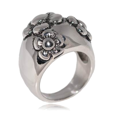 Šperky4U Ocelový prsten s kytičkami - velikost 57 - OPR1018-57