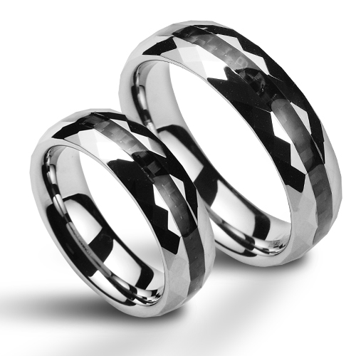 NUBIS® Snubní prsten wolfram, stříbrný karbon, šíře 6 mm, vel. 52 - velikost 52 - NWF1059-52