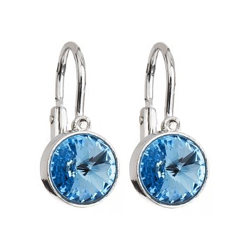 Detské strieborné náušnice s kryštálmi Swarovski ®, aqua