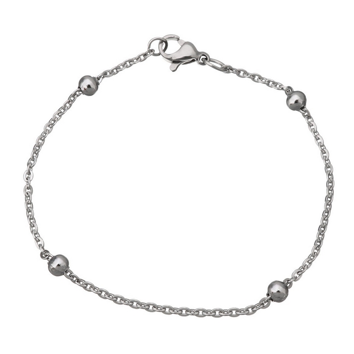 Šperky4U Dámský ocelový náramek s kuličkami, délka 18 cm - OPA1495