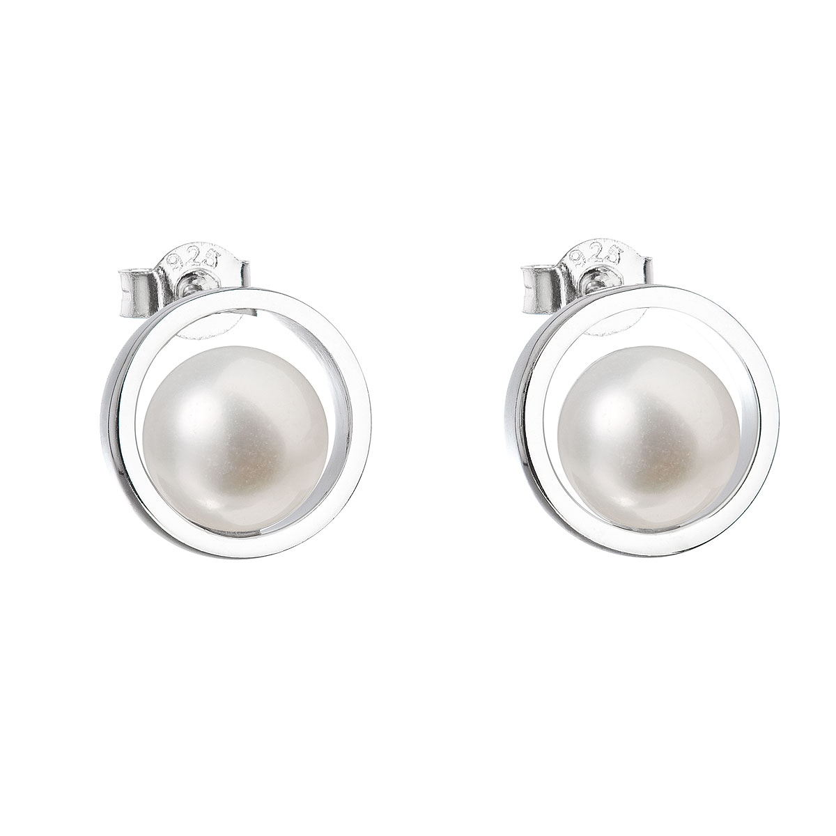 Strieborné náušnice kôstky s bielou riečnou perlou
