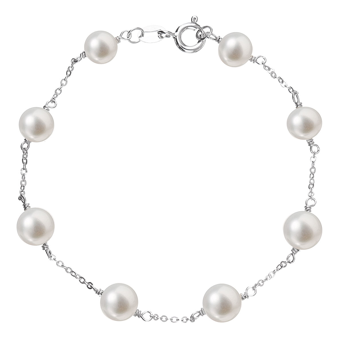 Strieborný perlový náramok z pravých riečnych perál biely