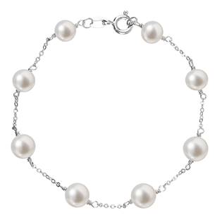 Stříbrný perlový náramek pravé říční perly