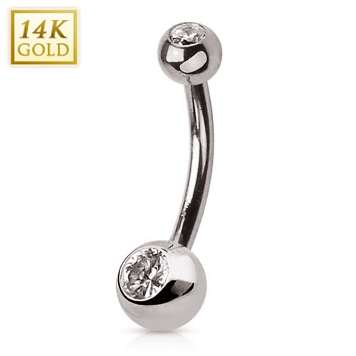 Šperky4U Zlatý piercing do pupíku banánek, Au 585/1000 - ZL01091C-WG