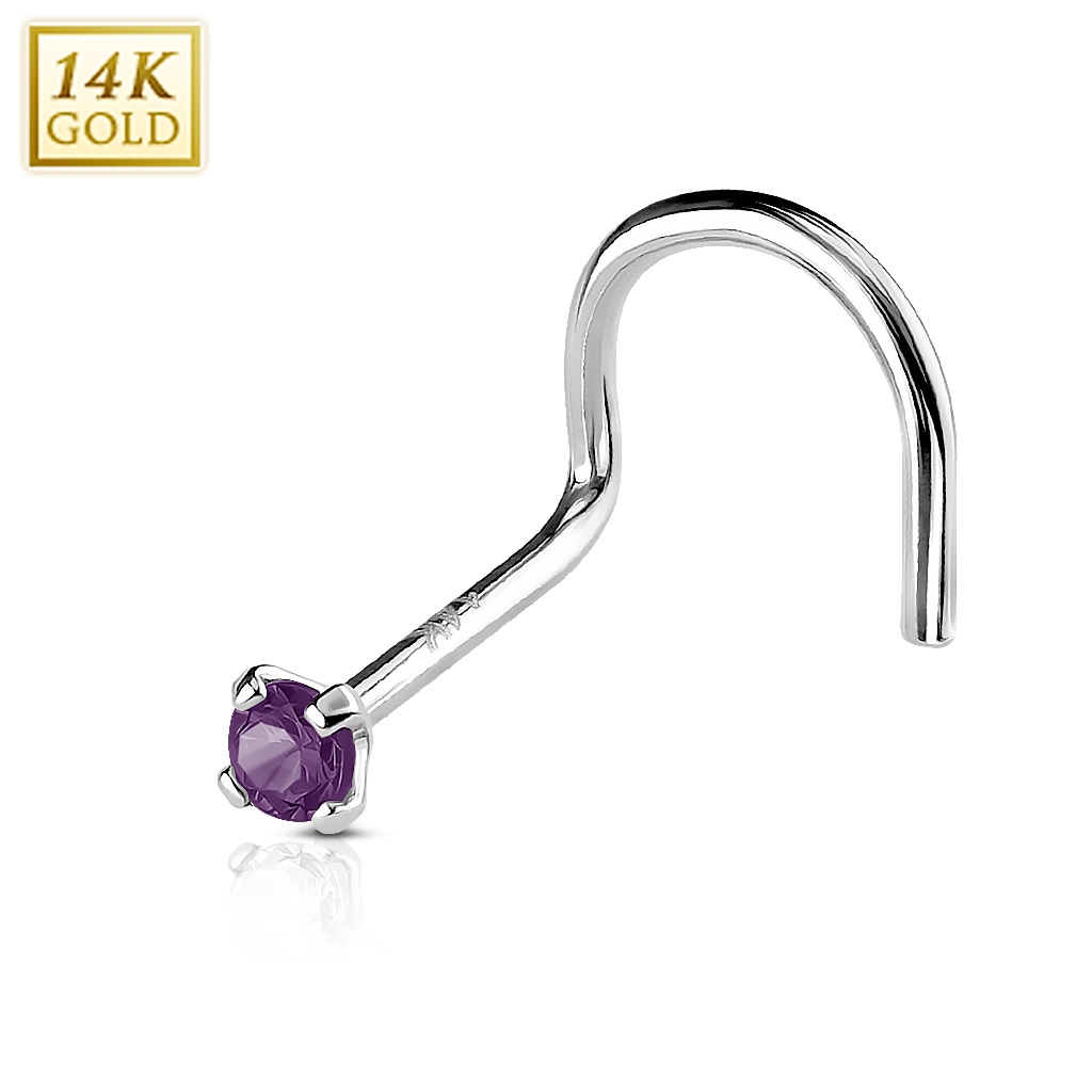 Šperky4U Zlatý piercing do nosu, Au 585/1000 - kamínek 2 mm - ZL01127A-WG