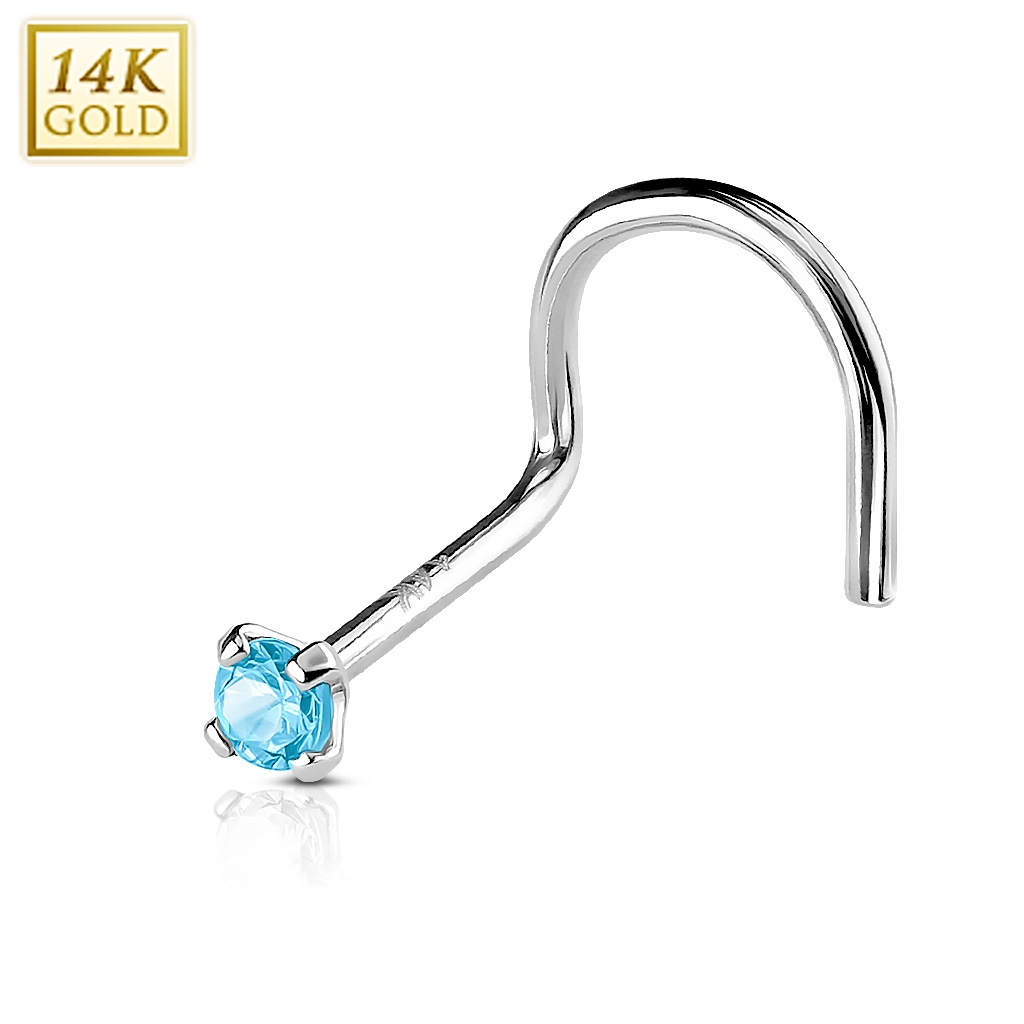 Šperky4U Zlatý piercing do nosu, Au 585/1000 - kamínek 2 mm - ZL01127Q-WG