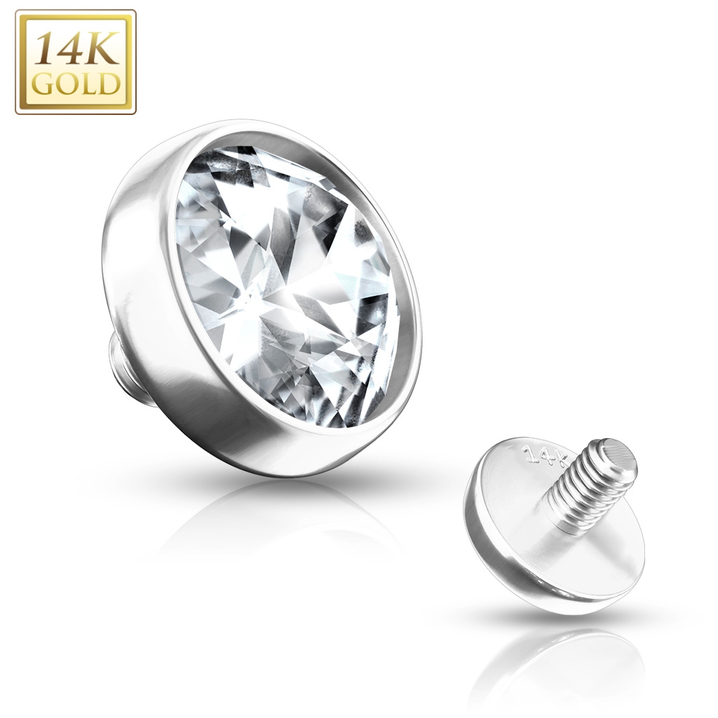 Šperky4U Zlatý piercing - dermál zirkon, Au 585/1000 - ZL01038-05-WG