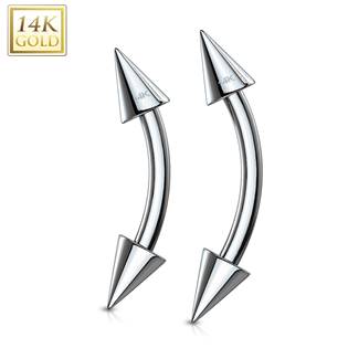 Zlatý piercing do obočí - kónus, Au 585/1000