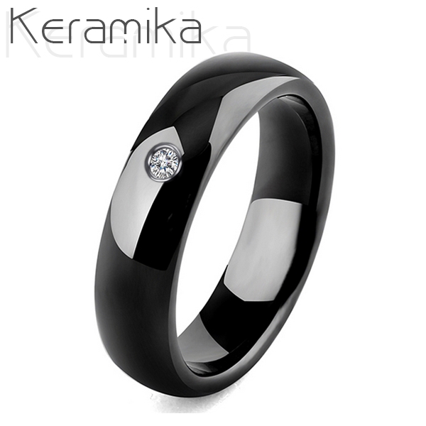 NUBIS® KM1010-6 Dámský keramický prsten černý, šíře 6 mm - velikost 49 - KM1010-6-49