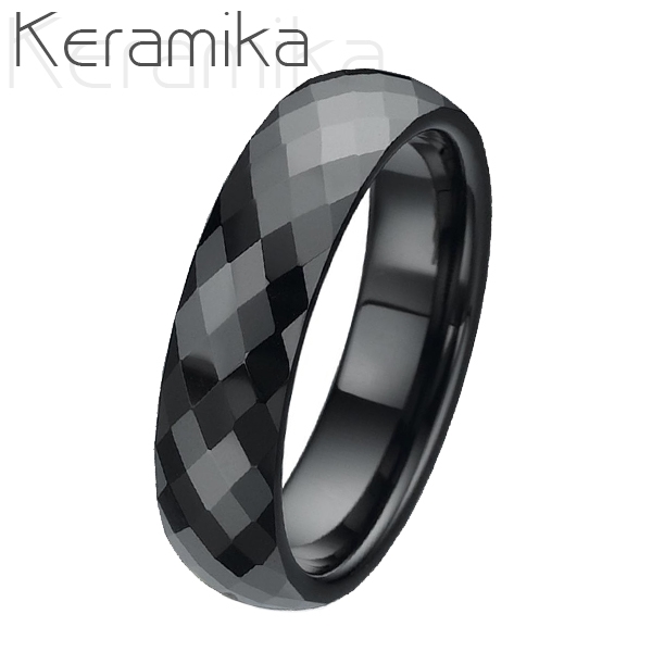 NUBIS® Keramický prsten černý, šíře 6 mm - velikost 60 - KM1002-6-60