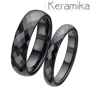 KM1002 Keramické snubní prsteny šíře 4mm + 6mm - pár