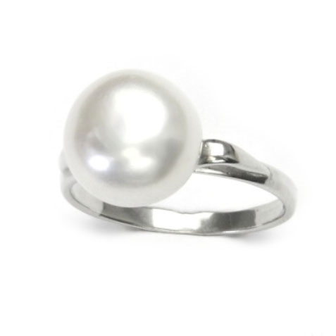 Strieborný prsteň s perlou 10 mm, veľ. 52