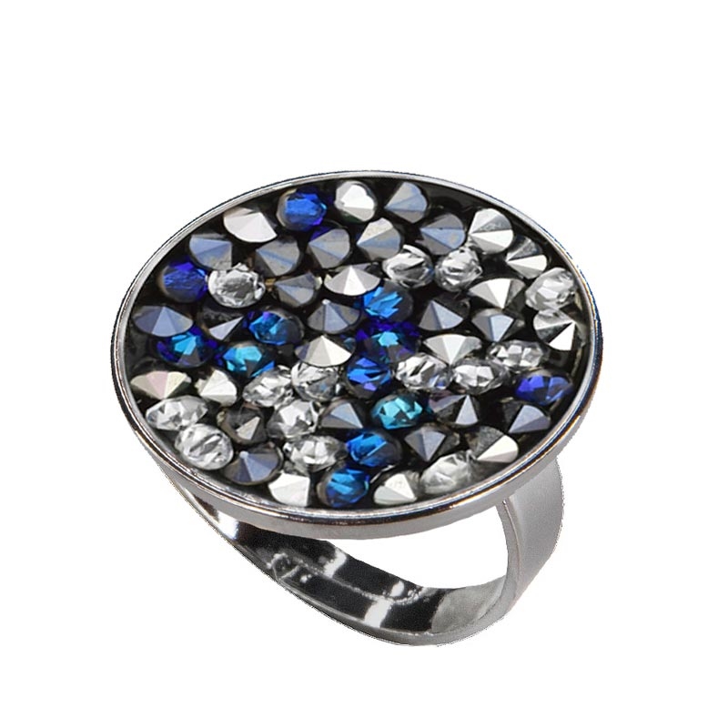 Prsteň s kryštálmi Crystals from Swarovski ® BLUE PEPPER