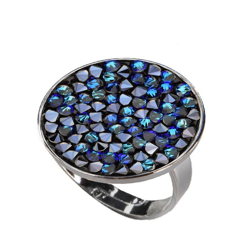 Prsteň s kryštálmi Crystals from Swarovski ® BERMUDA BLUE