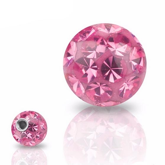 Náhradná gulička s kryštálmi Swarovski ®, 10 mm, závit 1,6 mm, farba ROSE