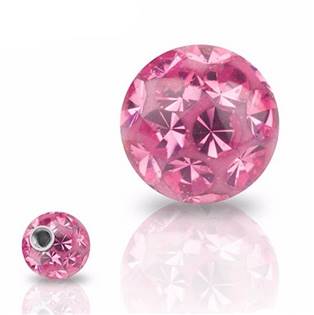 Náhradní kulička s krystaly Swarovski®, 10 mm, závit 1,6 mm, barva ROSE