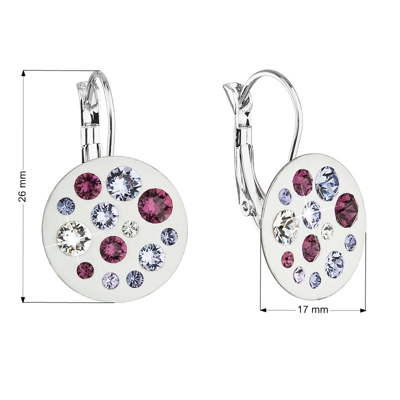 EVOLUTION GROUP CZ Náušnice bižuterie se Swarovski krystaly fialové kulaté violet - 51034.3