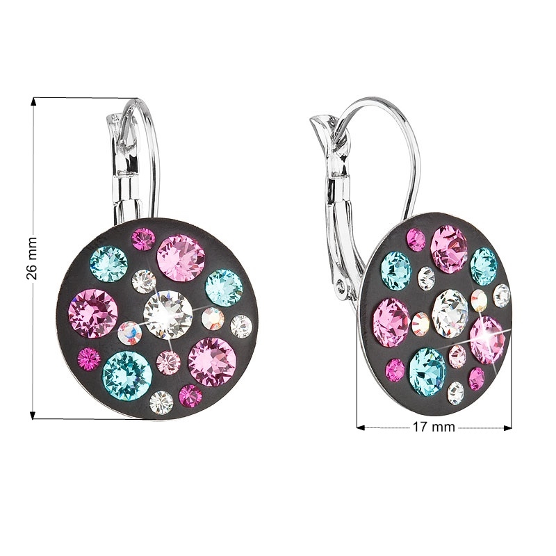 Náušnice bižutéria so Swarovski kryštálmi fialové okrúhle