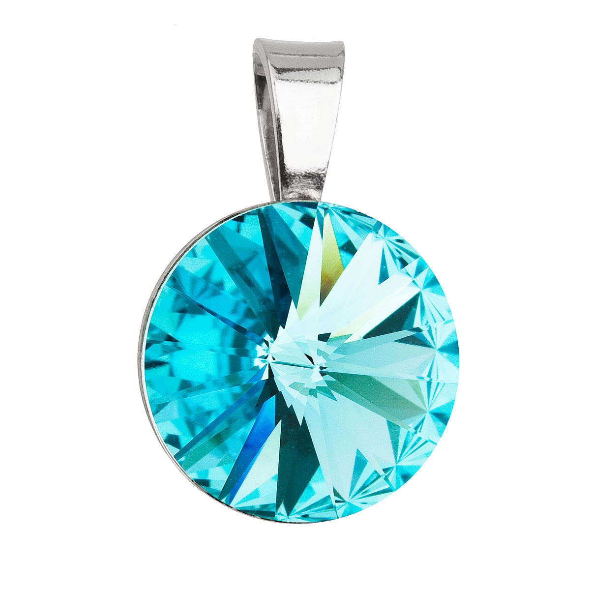EVOLUTION GROUP CZ Stříbrný přívěšek rivoli Crystals from Swarovski® Light Turquoise - 34112.3 Light Turquoise