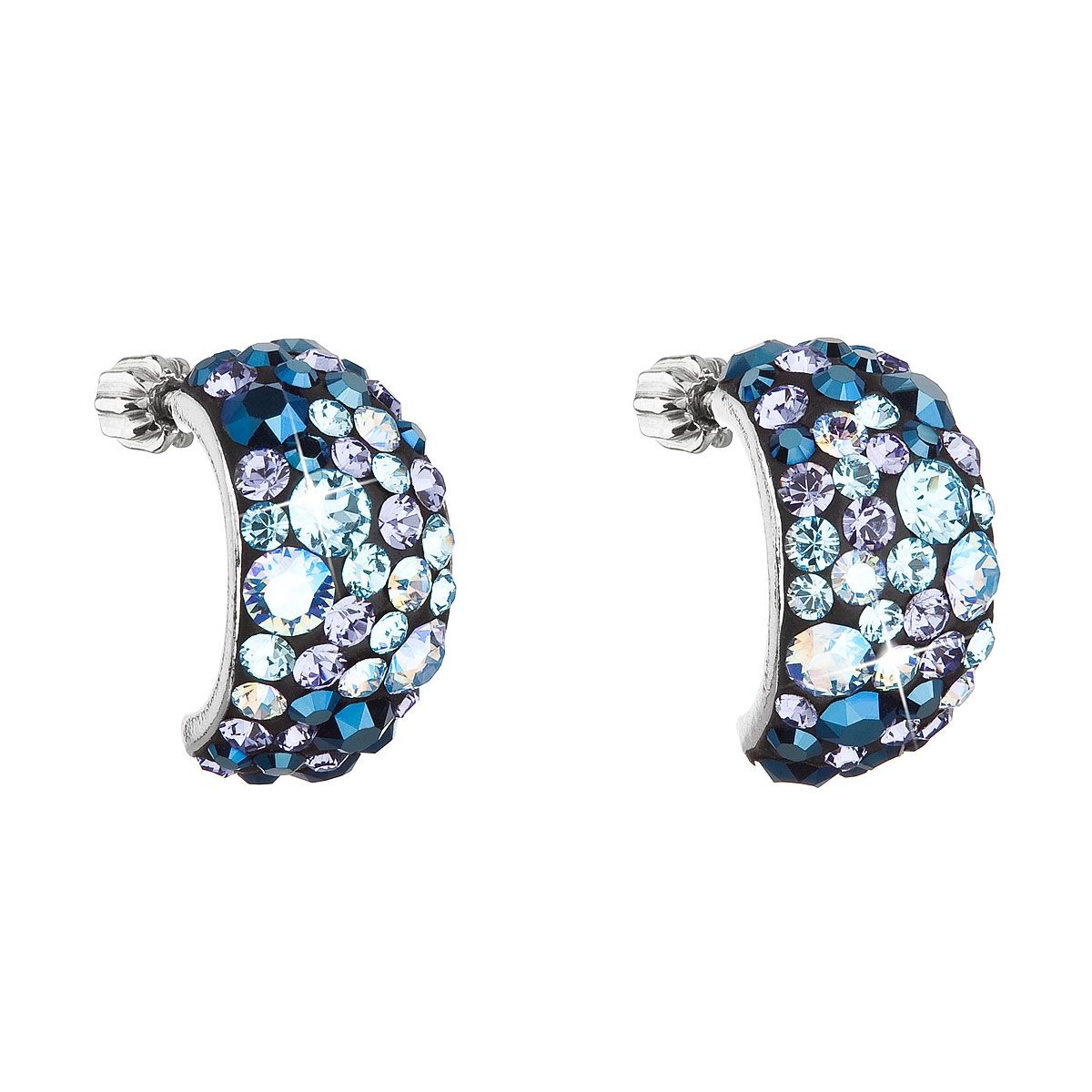 EVOLUTION GROUP CZ Stříbrné šroubovací náušnice s krystaly Crystals from Swarovski®, Blue Style - 31164.3 Blue Style