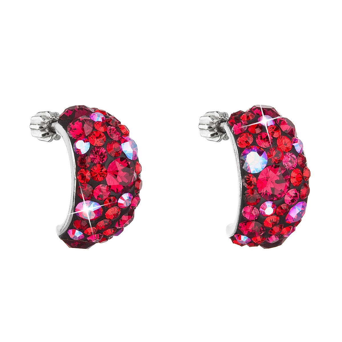 Strieborné skrutkovacie náušnice s kryštálmi Crystals from Swarovski ®, Cherry