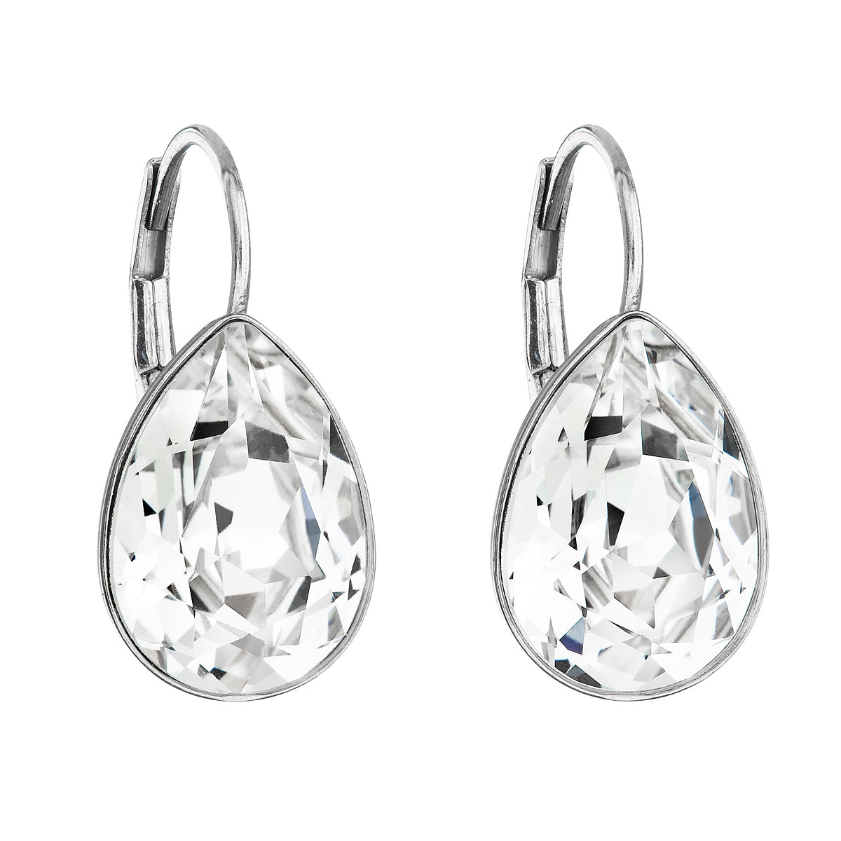 Strieborné náušnice s kvapky s kameňmi Crystals from Swarovski ® Crystal