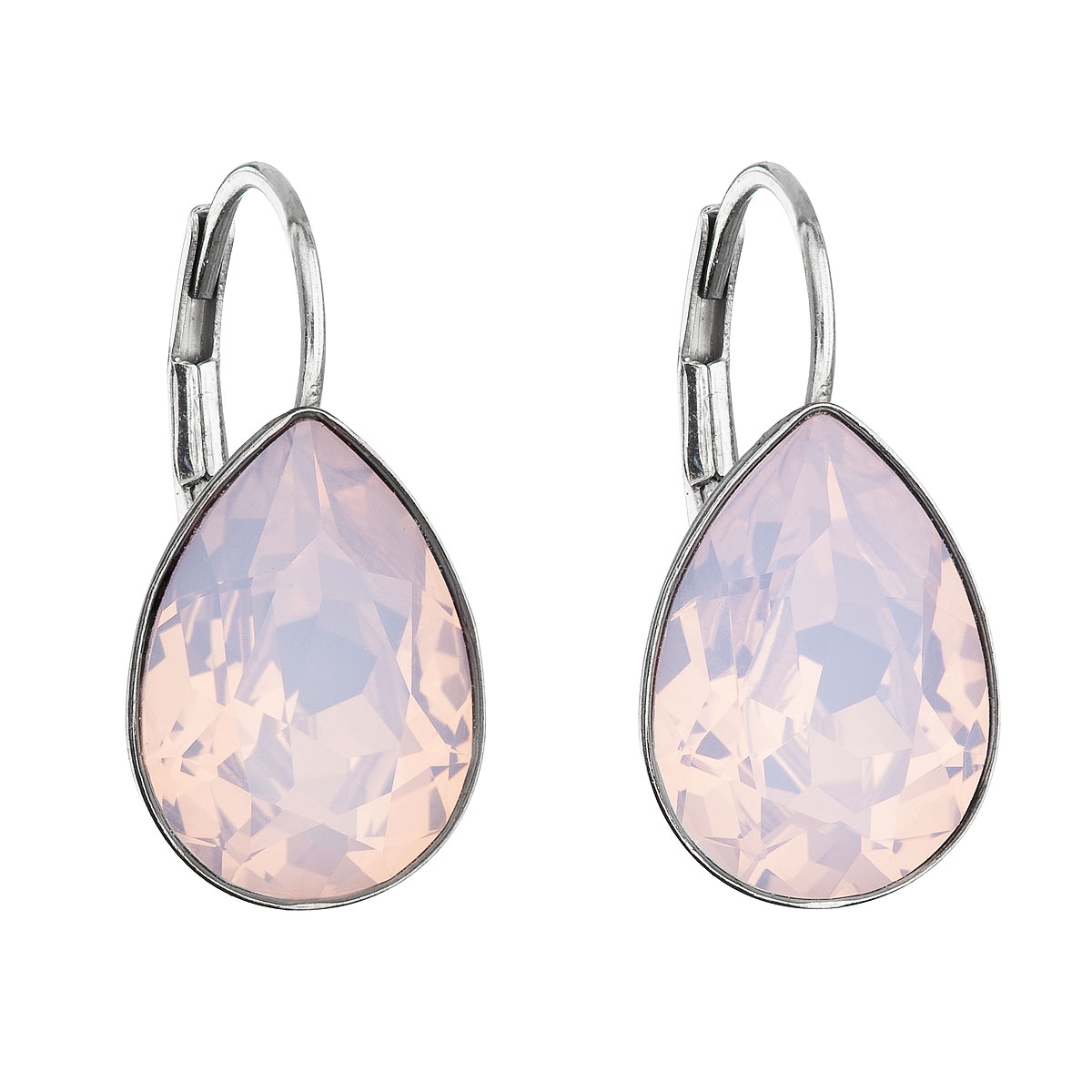 Strieborné náušnice s kvapky s kameňmi Crystals from Swarovski ® Rose Water Opal