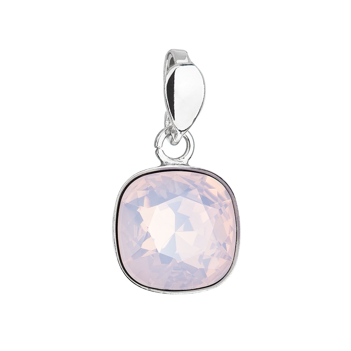 Strieborný prívesok štvorec s kameňom Crystals from Swarovski ® Rose Water Opal