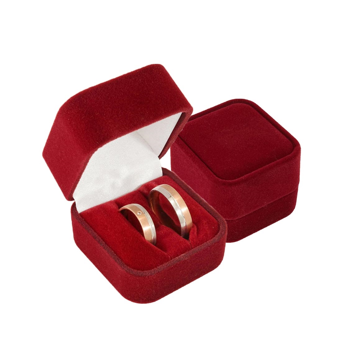 Semišová darčeková krabička na snubné prstene - vínová