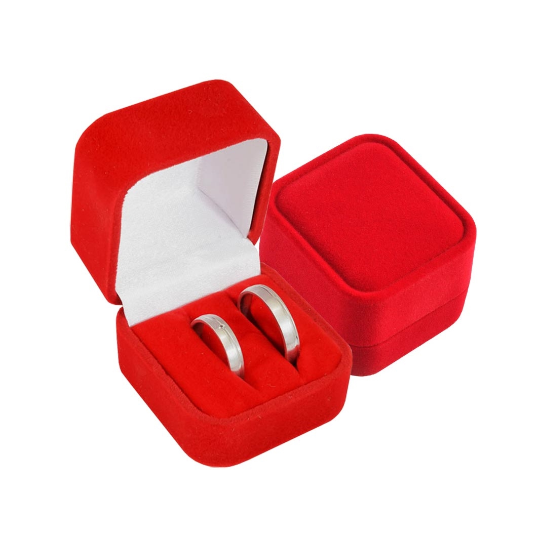 Semišová darčeková krabička na snubné prstene - červená