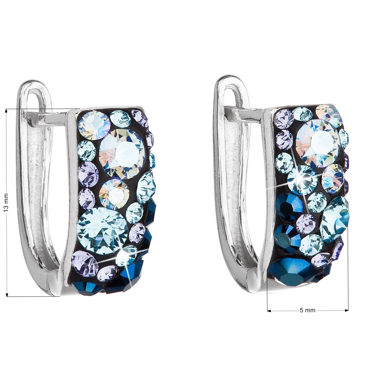 Strieborné náušnice s kryštálmi Crystals from Swarovski ®, Blue Style