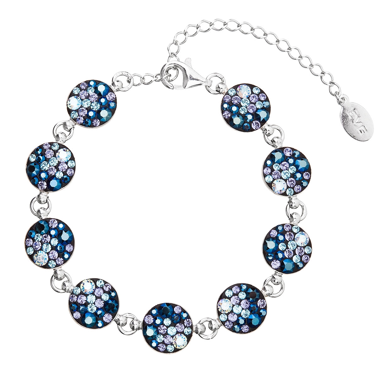 Strieborný náramok s kryštálmi Crystals from Swarovski ® Blue Style