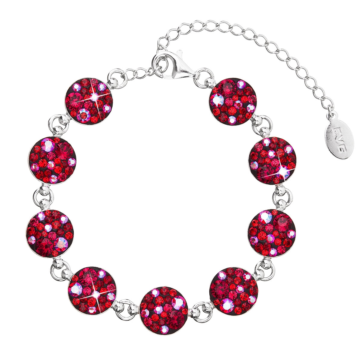 EVOLUTION GROUP CZ Stříbrný náramek s krystaly Crystals from Swarovski® Cherry - 33048.3