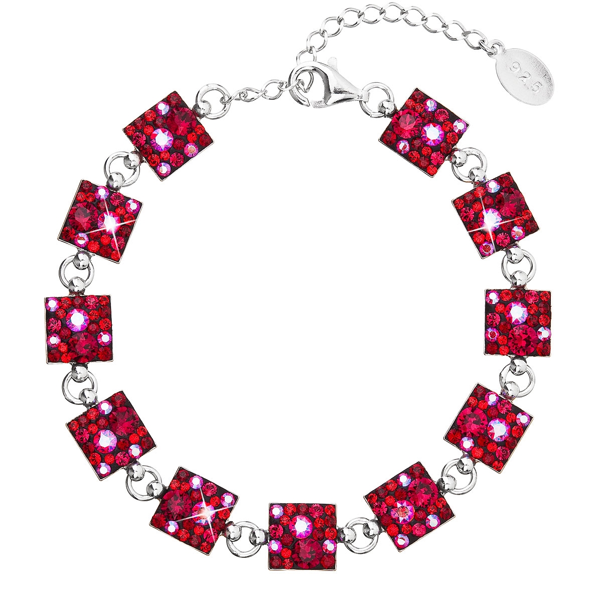 EVOLUTION GROUP CZ Stříbrný náramek s krystaly Crystals from Swarovski® Cherry - 33047.3