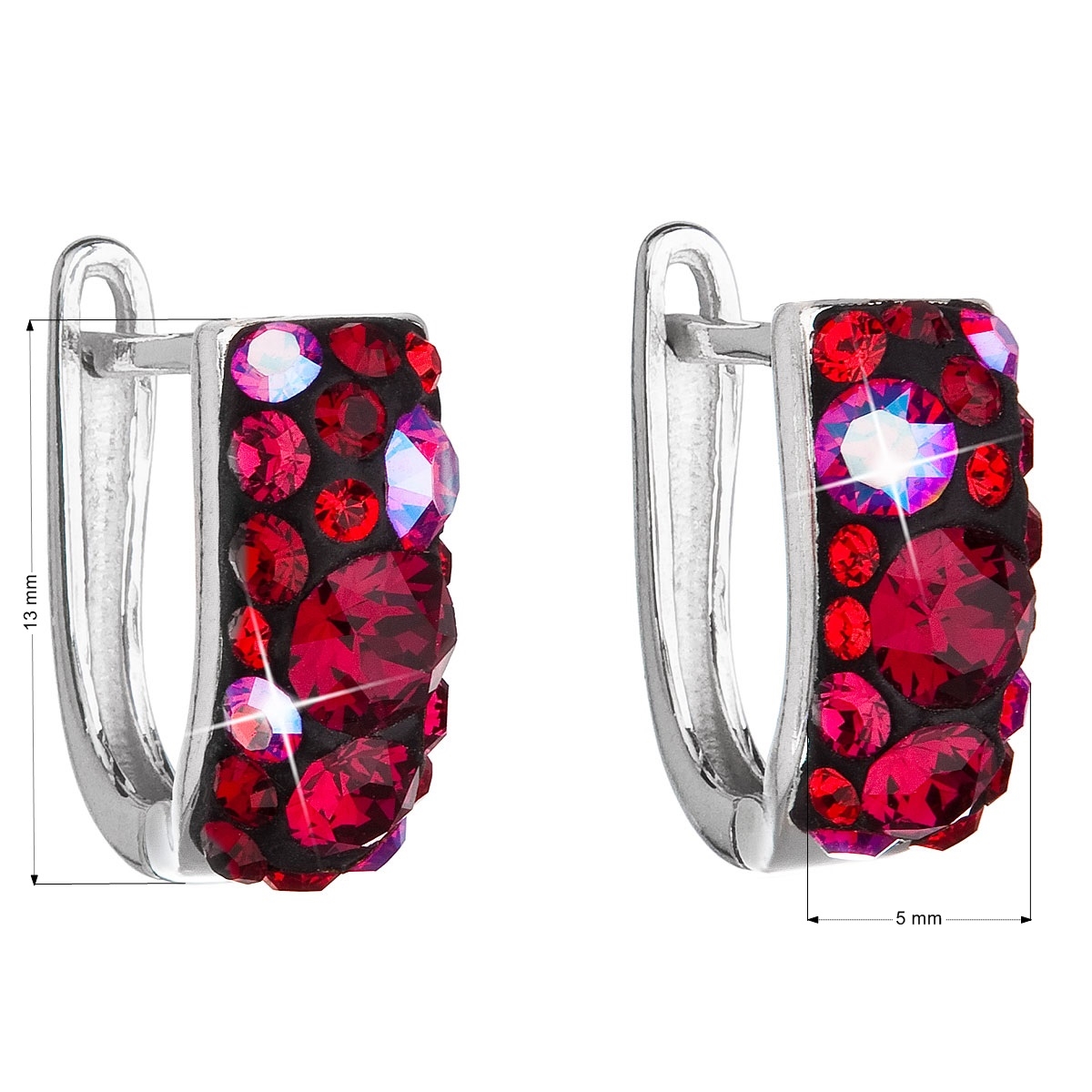 Strieborné náušnice s kryštálmi Crystals from Swarovski ®, Cherry