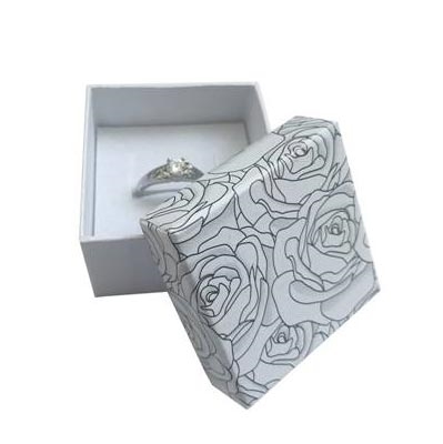 Malá darčeková krabička na prsteň s ružami, farba šedá
