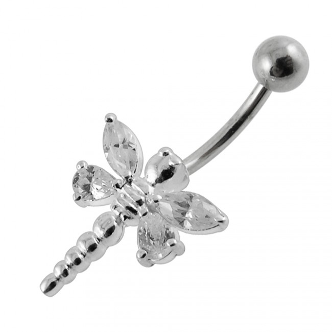 Šperky4U Stříbrný piercing do pupíku - vážka - BP01188-C