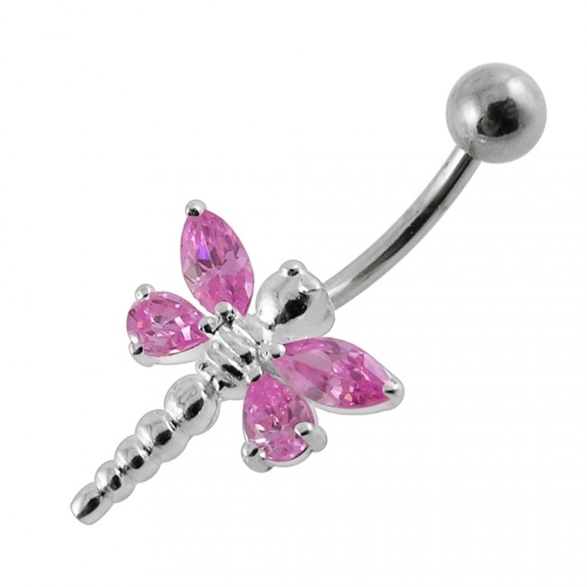 Šperky4U Stříbrný piercing do pupíku - vážka - BP01188-P