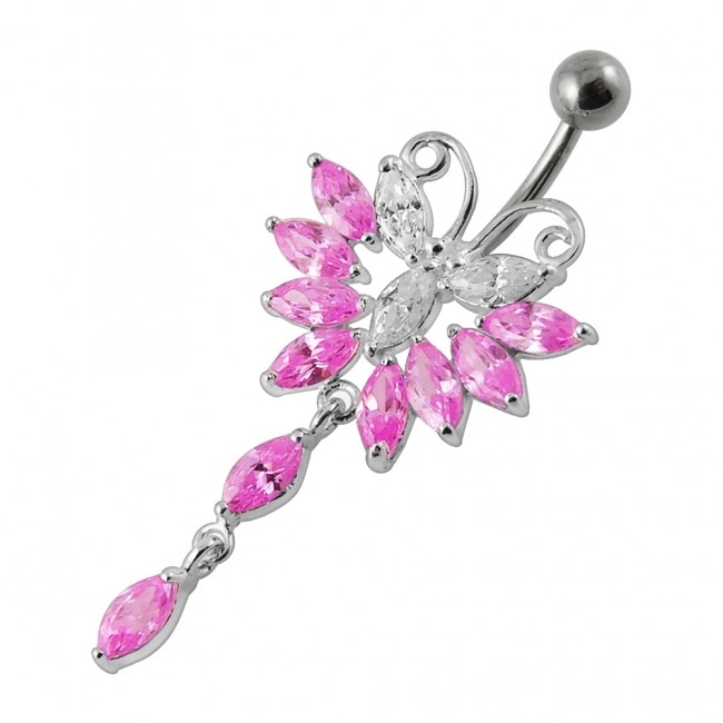 Šperky4U Piercing do pupíku - motýlek - BP01274-P