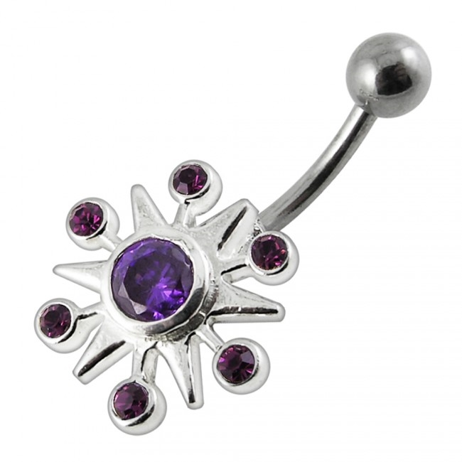 Šperky4U Stříbrný piercing do pupíku - hvězda - BP01248