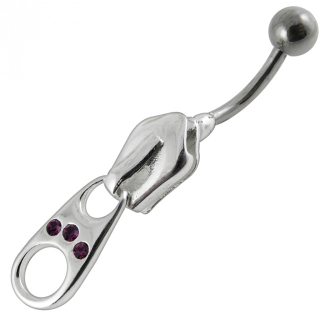 Šperky4U Stříbrný piercing do pupíku - zip - BP01007-A