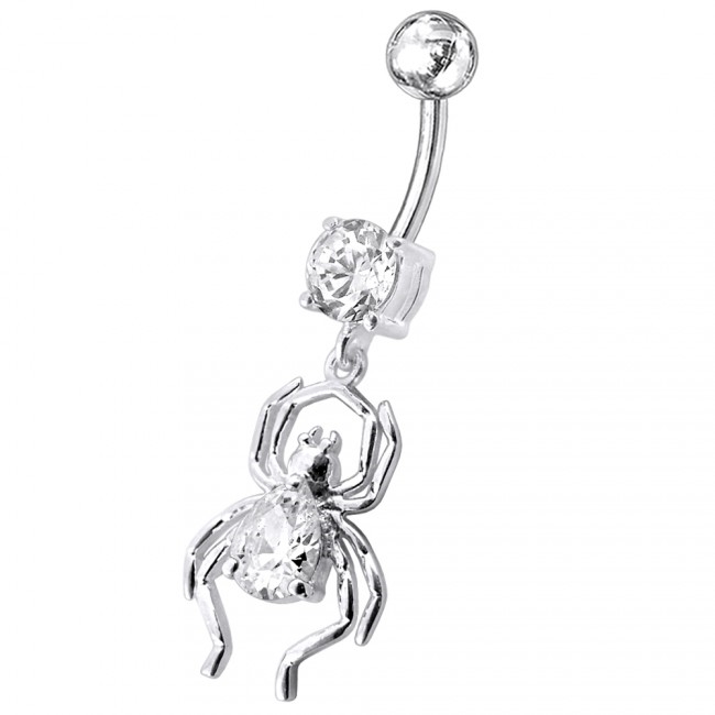 Šperky4U Stříbrný piercing do pupíku - pavouček - BP01095-C