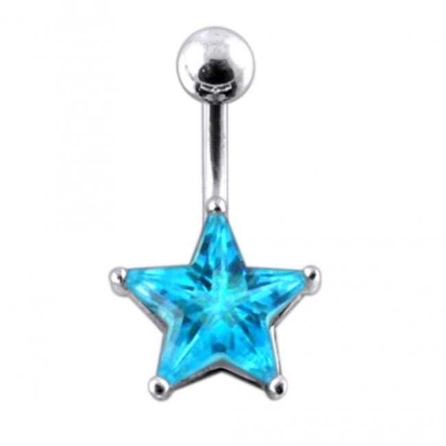 Šperky4U Stříbrný piercing do pupíku - hvězda - BP01019-Q