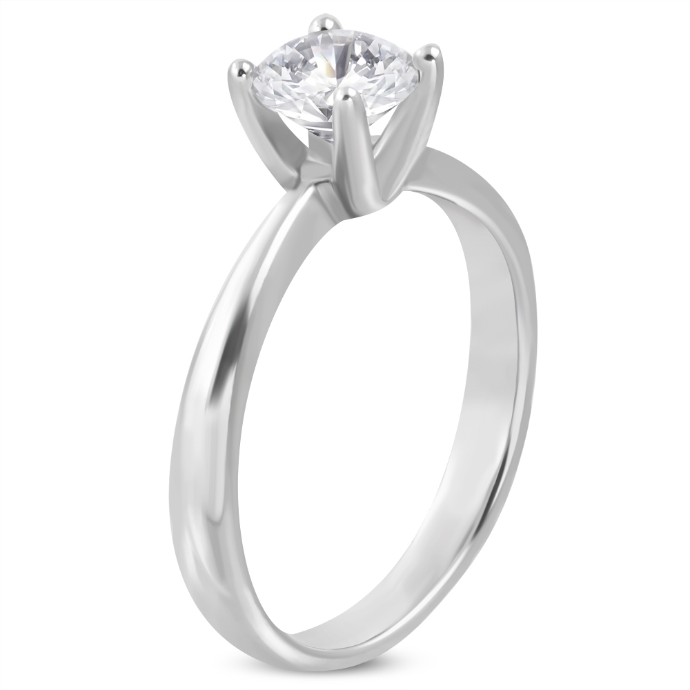 Šperky4U Ocelový prsten se zirkonem - velikost 60 - OPR1026-60