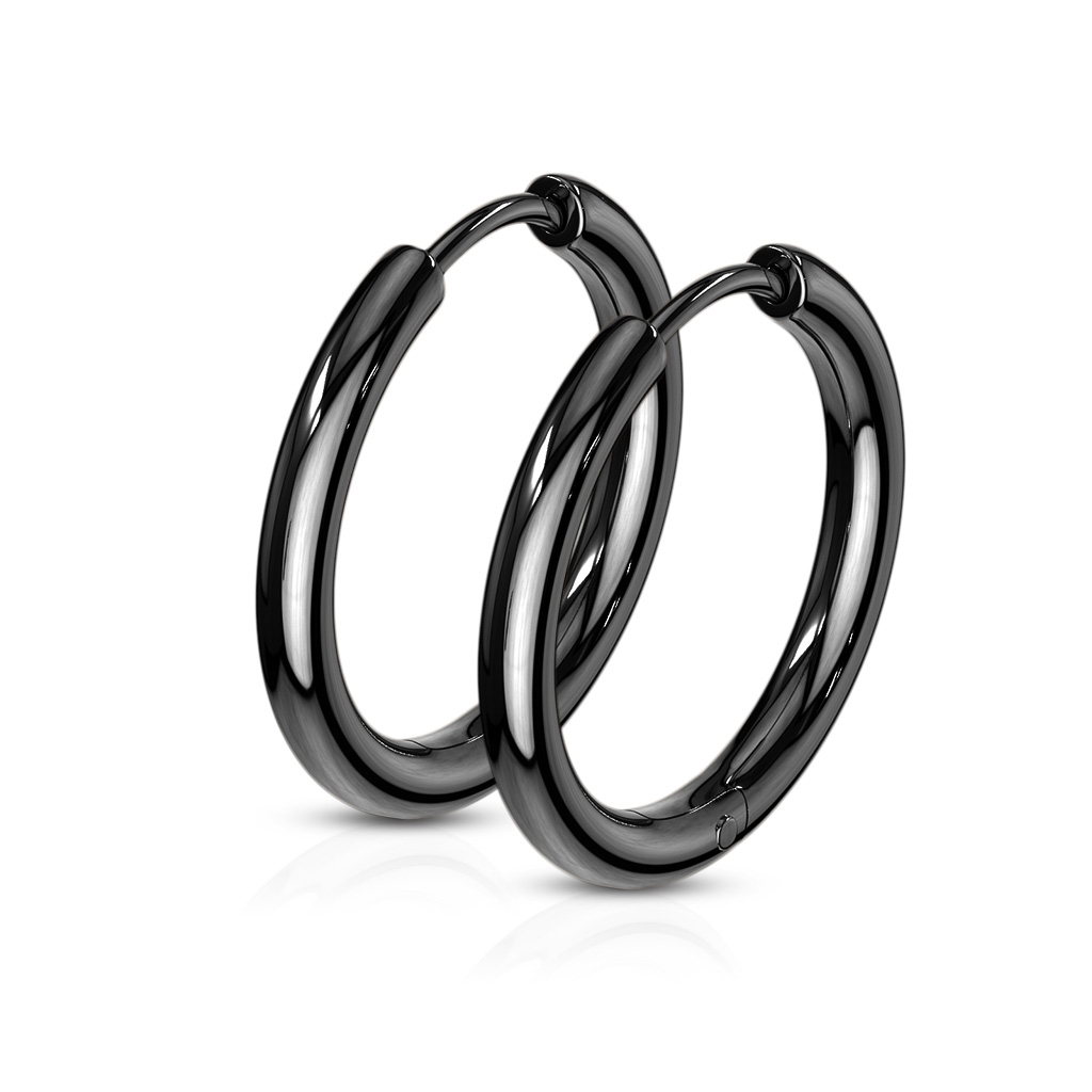 Čierne oceľové náušnice - kruhy 17 mm