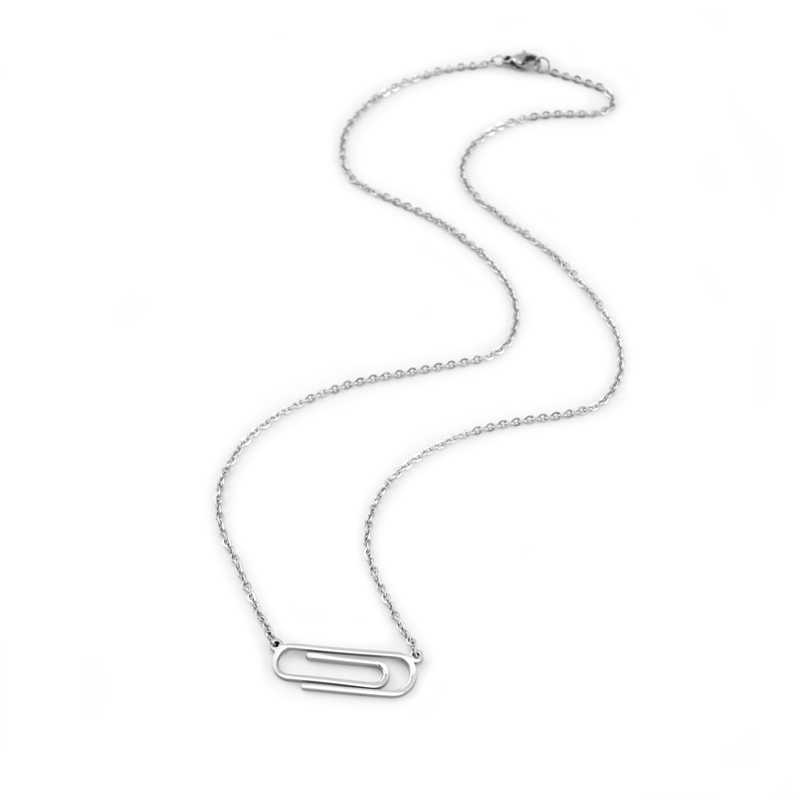 Šperky4U Ocelový náhrdelník - kancelářská sponka - OPD0132